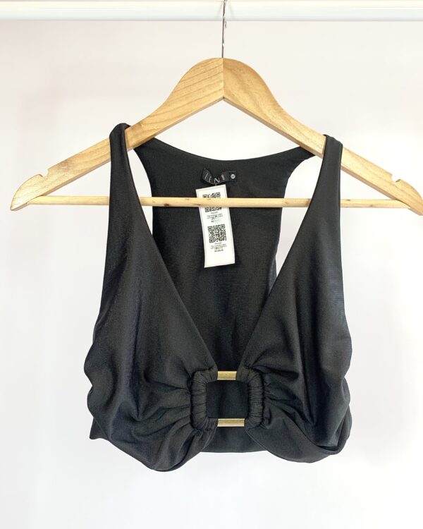 Top nadador preto com argola dourada LETIH - M