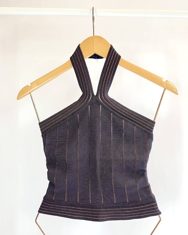 Cropped marrom com fios de lurex ANIMALE - P - VENDIDO SISTEMA OTO