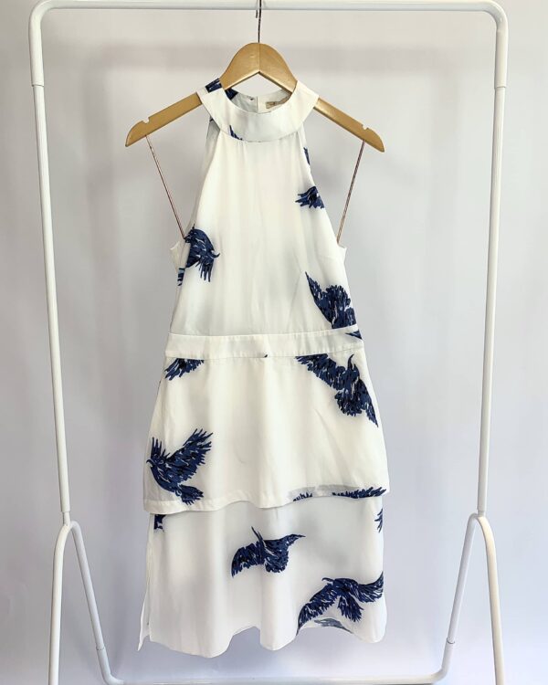 Vestido branco estampa azul MARIA FILÓ - P - VENDIDO SISTEMA OTO