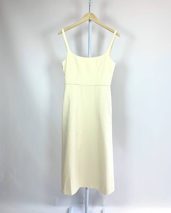 Vestido midi bege CAROL BASSI - 40 - VENDIDO SISTEMA OTO