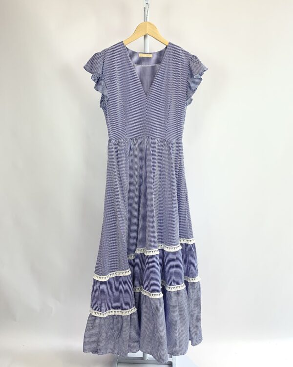 Vestido quadriculado branco e azul CAROL BASSI-  P