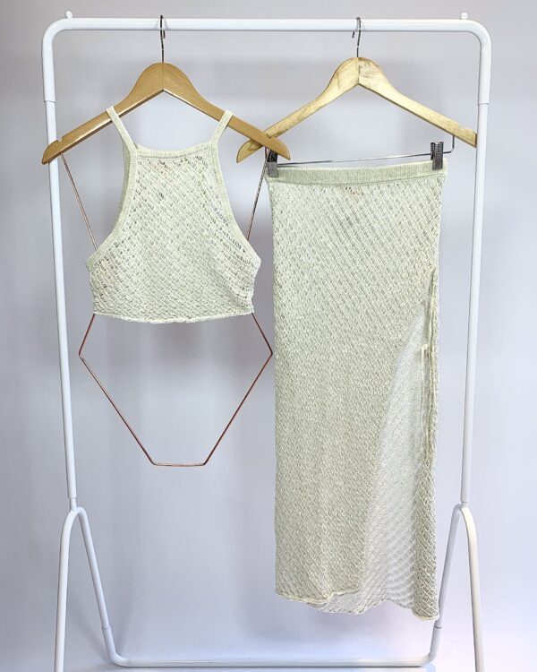 Conjunto de tricot saia e cropped com fios de lurex CAMILA COELHO - P
