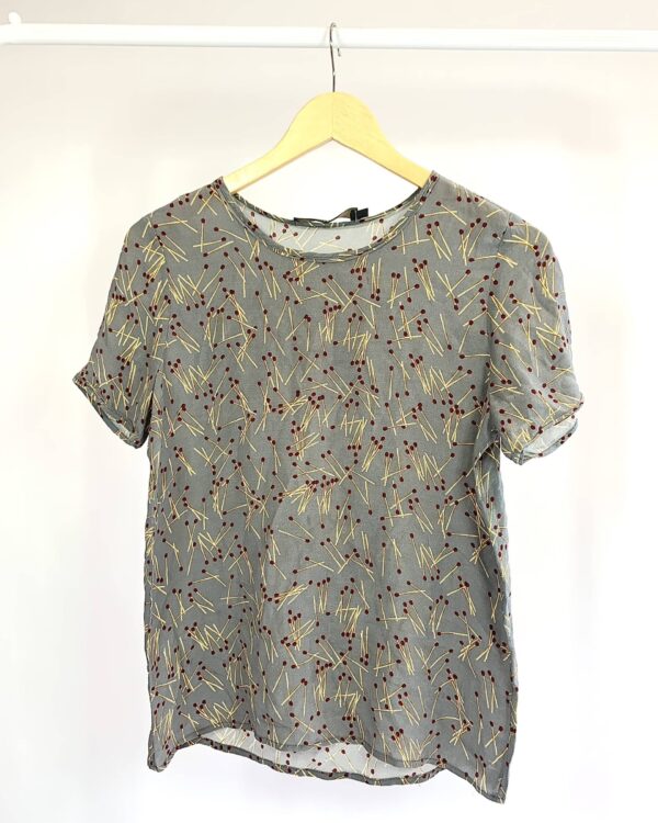 Blusa seda cinza estampada ANDREA MARQUES - 36