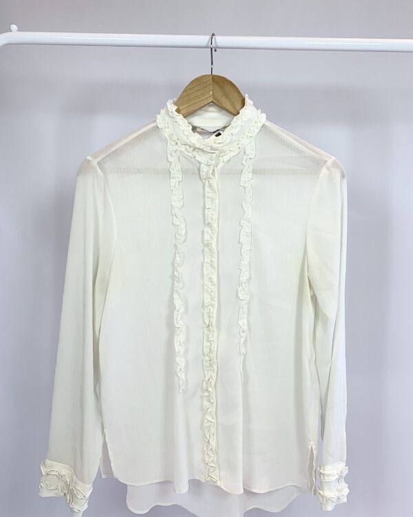 Blusa creme com detalhes de babados ZARA - P - VENDIDO SIST OTO