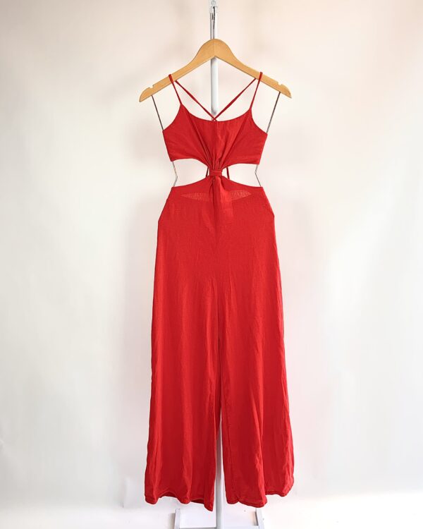 Macacão viscolinho recorte cintura vermelho ALLMA - PP