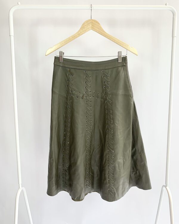 Saia couro verde musgo detalhes amarração AMITZ - P - VENDIDO SISTEMA OTO