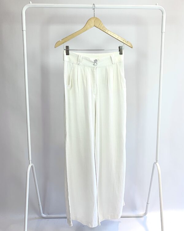 Calça pantalona off textura JUNIOR COSTA - M - VENDIDO SISTEMA OTO