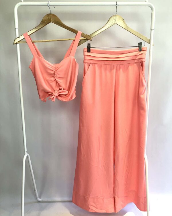 Conjunto cropped e calça rosa ANNE FERNANDES - P
