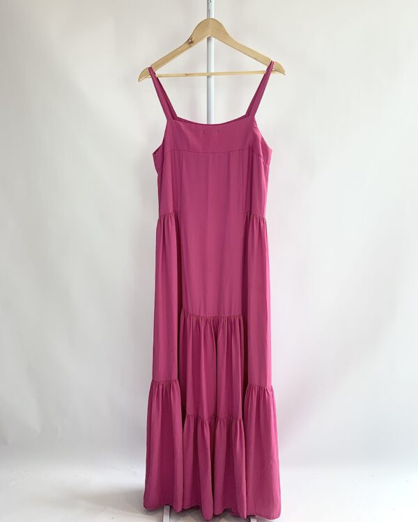 Vestido midi rosa babados JOUEZ - M - VENDIDO SISTEMA OTO