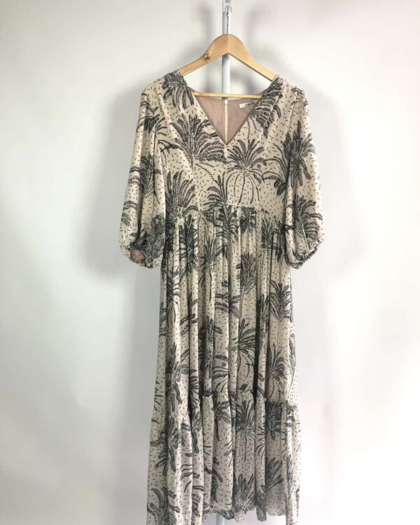 Vestido midi cinza com palmeiras ABRAND - 40 - VENDIDO SISTEMA OTO