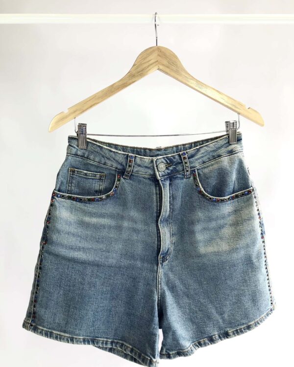 Short cintura alta com aplicações brilhosas BOBÔ - 40