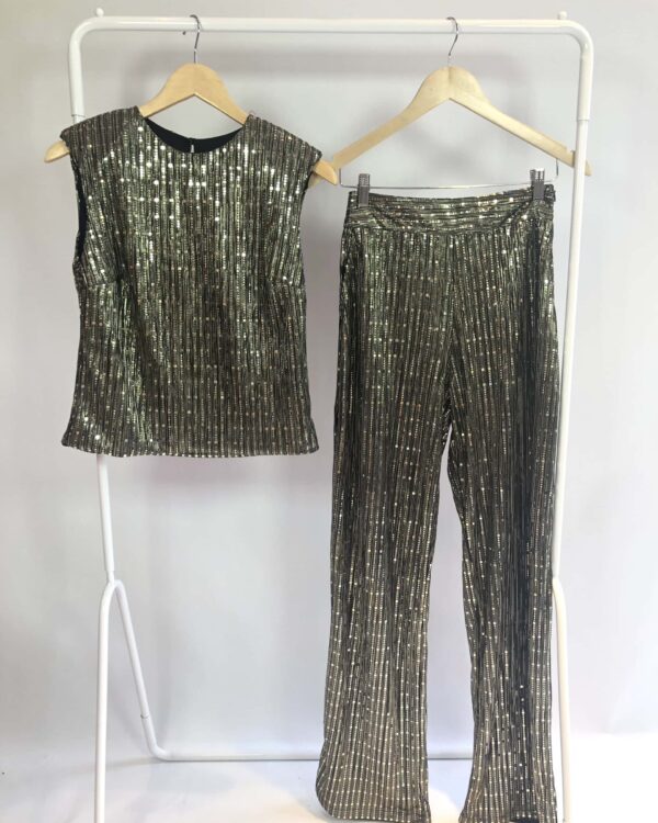 Conjunto calça e blusa metalizados dourado LORENA CAMPELLO - P