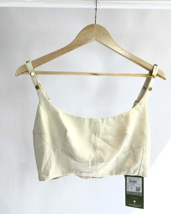 Cropped off white detalhe dourado nas alças ÁGUA DE COCO - 38 *nunca usado*
