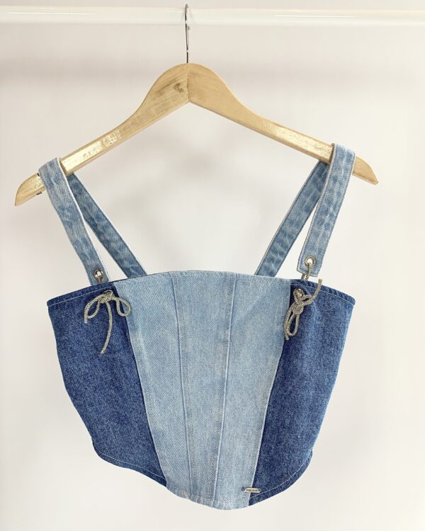 Corset  jeans com detalhe laço VISUAL JEANS - P - VENDIDO SISTEMA OTO