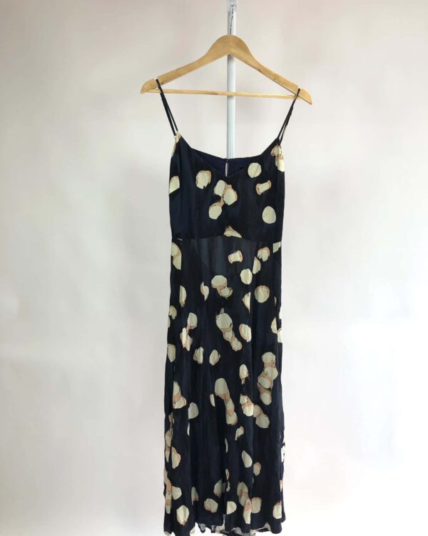 Vestido midi azul marinho com estamp ANIMALE - M - VENDIDO SIST OTO