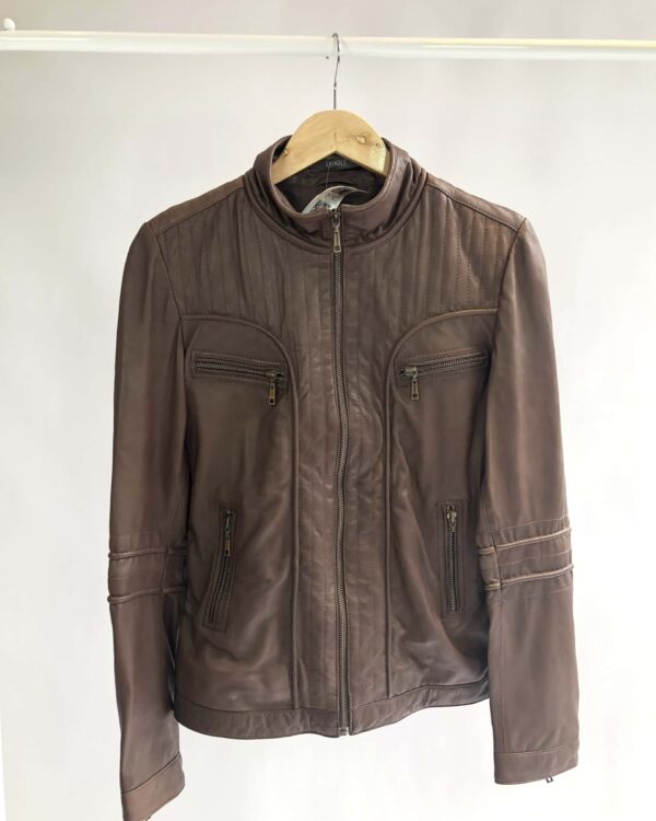 Jaqueta marrom couro zíper ANIMALE - 38 - VENDIDO SISTEMA OTO