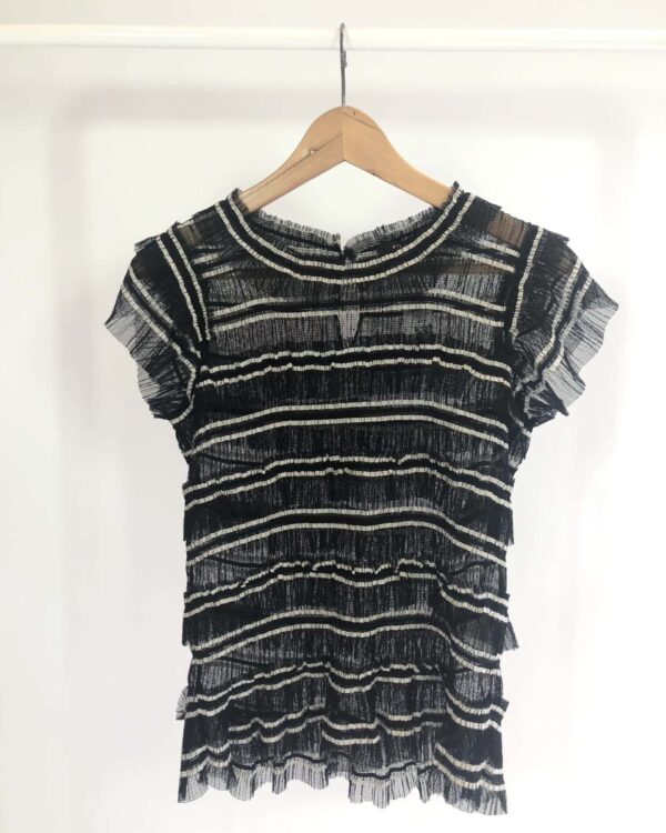 Blusa tule babados preta e branco FILLITY - P - VENDIDO SISTEMA OTO