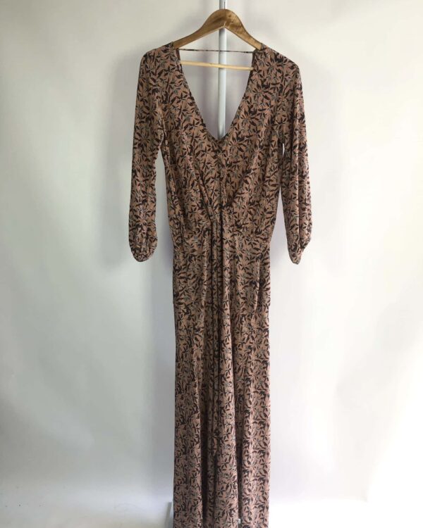 Vestido seda midi rosa claro com estampa decote costas ATEEN - 38 - VENDIDO SISTEMA OTO