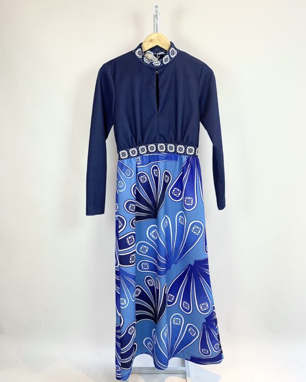 Vestido mid manga longa azul ALLMOST VINTAGE - P *nunca usado*