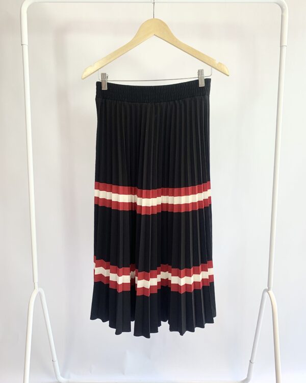 Saia midi plissada preta listras MANGO - P - VENDIDO SISTEMA OTO