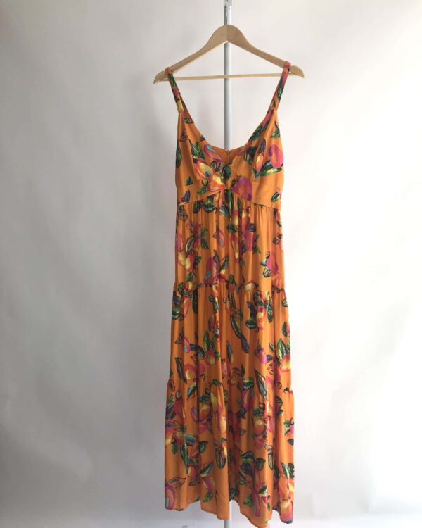 Vestido longo laranja com estamp FARM - M