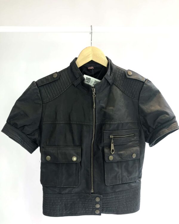 Blusa de couro pu preta FARM - M