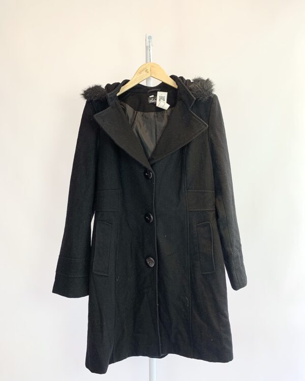 Trench coat preto lã batida capuz removível MEMBERS MARKET - M - VENDIDO SIST OTO