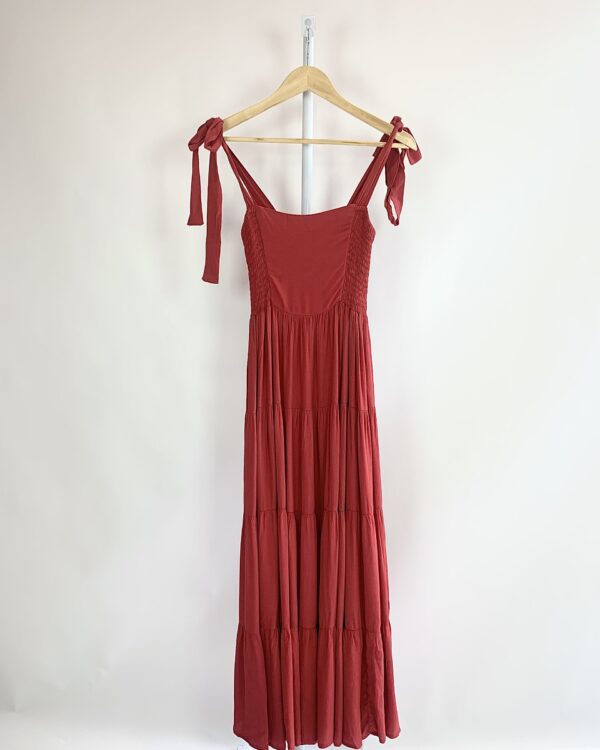 Vestido longo vermelho com alça amarração TOTEM -  PP - VENDIDO SISTEMA OTO