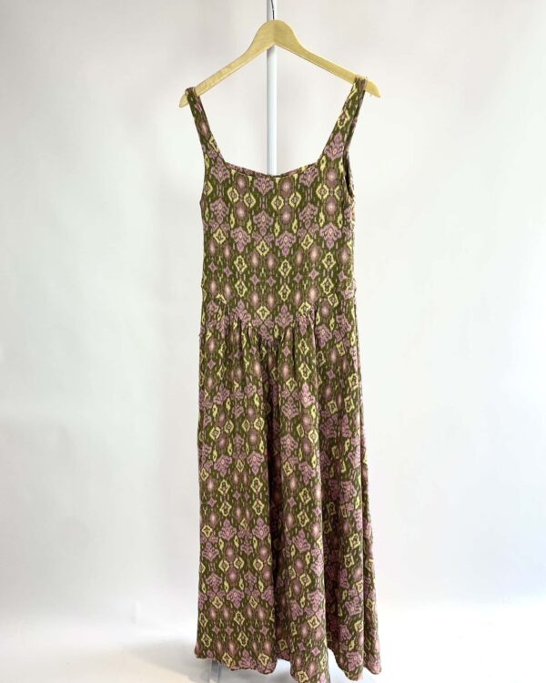 Vestido longo verde rosa e bege FERNANDA DI BIASE - P