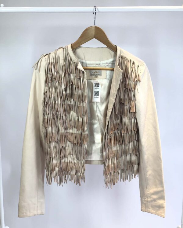 Jaqueta couro off white franja ABRAND - 36