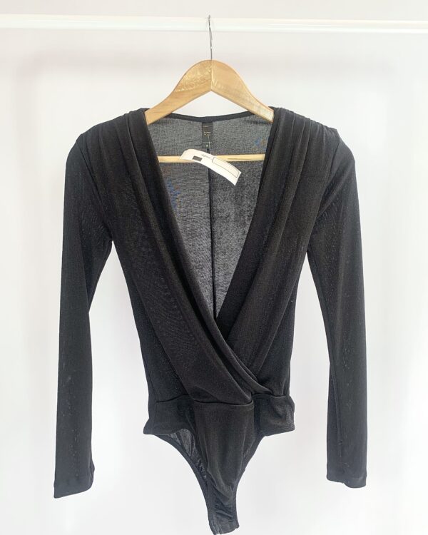 Body transpassado preto manga longa MY PLACE - P