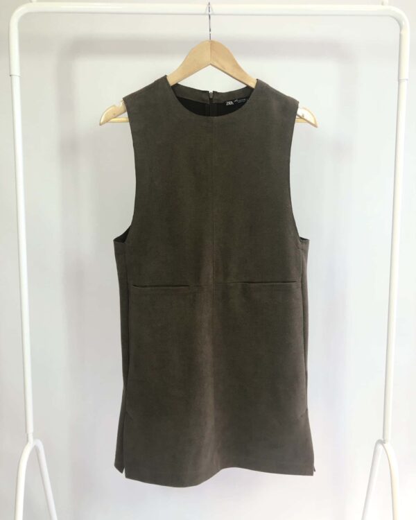 Vestido curto marrom ZARA - P