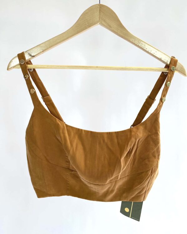 Cropped caramelo detalhe dourado nas alças ÁGUA DE COCO - 38 *nunca usado* - VENDIDO SISTEMA OTO