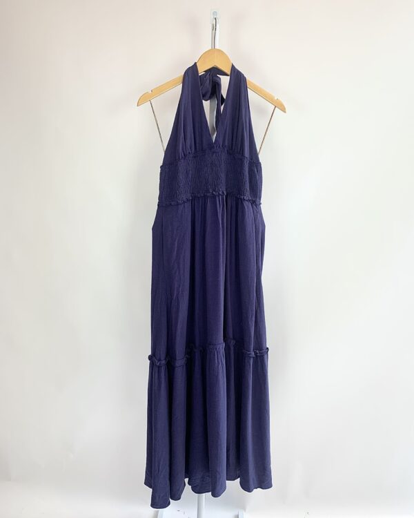 Vestido mid azul petroleo alça de amarração MURAU- 36 *nunca usado*