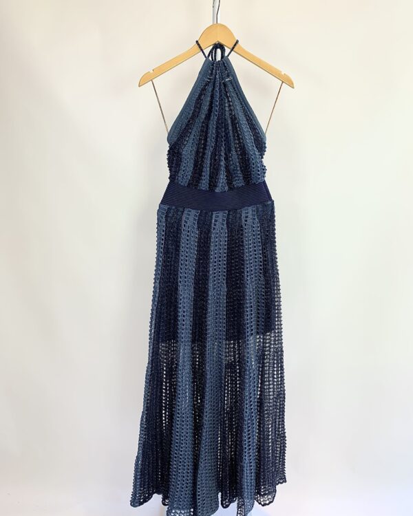 Vestido tricot azul listras e fios de lurex FARM - P - VENDIDO SIST OTO