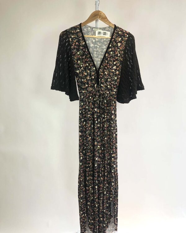 Vestido midi preto florido DRESS TO - P