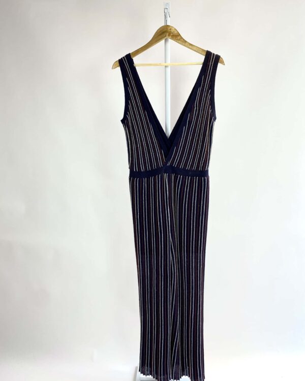 Macacão azul marinho de tricot com fios de lurex e listras coloridas MARIA FILO - G - VENDIDO SISTEMA OTO