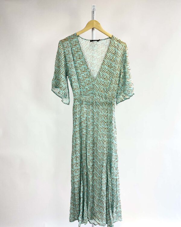 Vestido midi azul e marom VIX - P - VENDIDO SISTEMA OTO