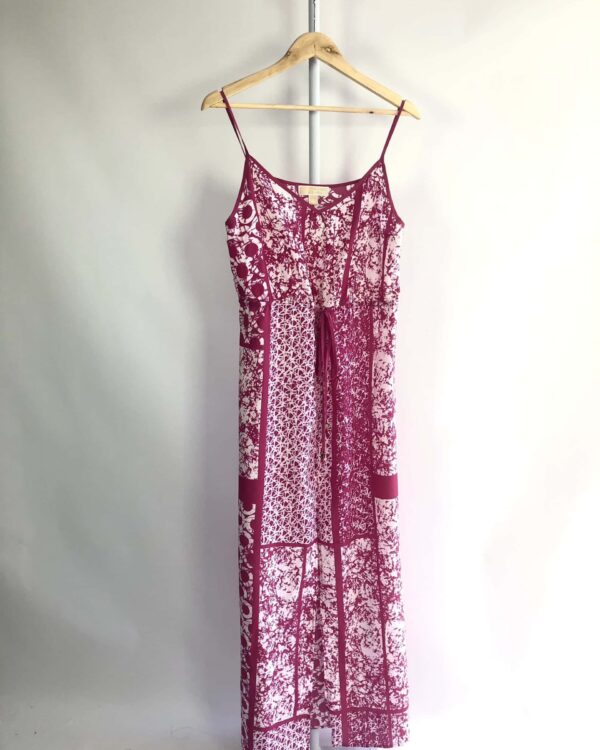 Vestido midi rosa estampado branco MICHAEL KORS - M - VENDIDO SISTEMA OTO