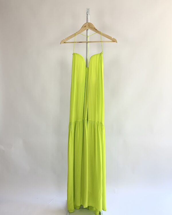 Vestido verde limão longo com alça fina costas SUITE + MARIA FILO - P