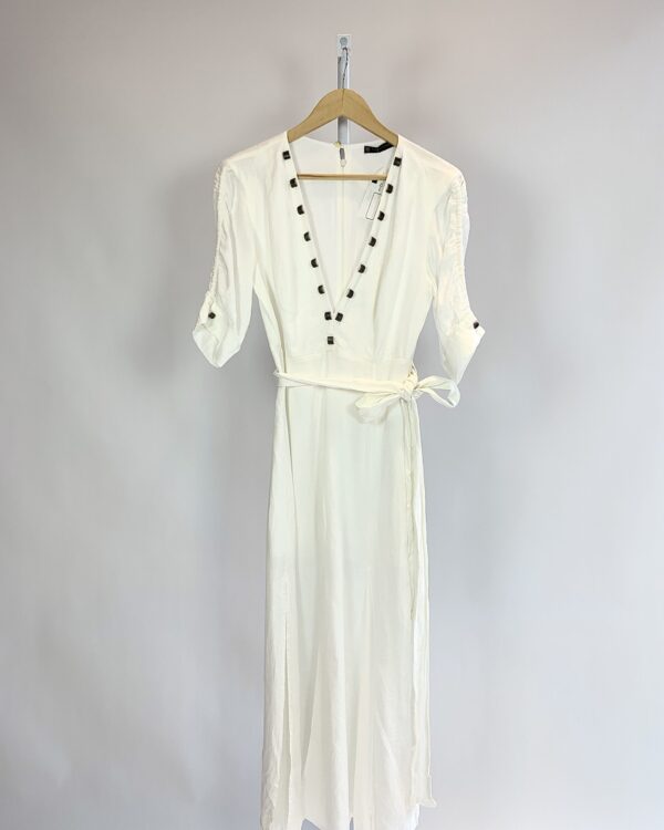 Vestido branco midi manga VIX - P