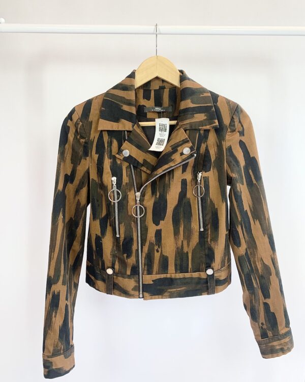 Jaqueta marrom e preta estampada ANIMALE - 36 - VENDIDO SISTEMA OTO