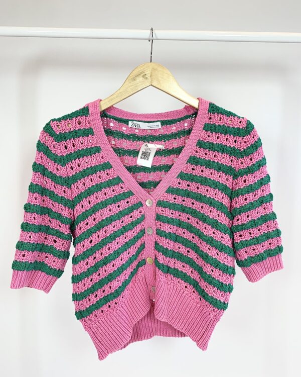 Blusa tricot rosa e verde ZARA- P