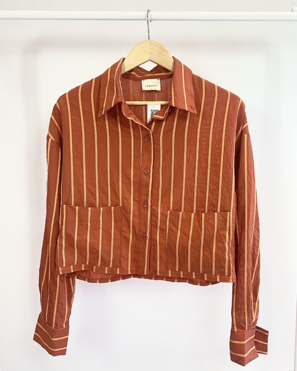 Blusa cropped terracota com listras FRENCH - G - VENDIDO SISTEMA OTO