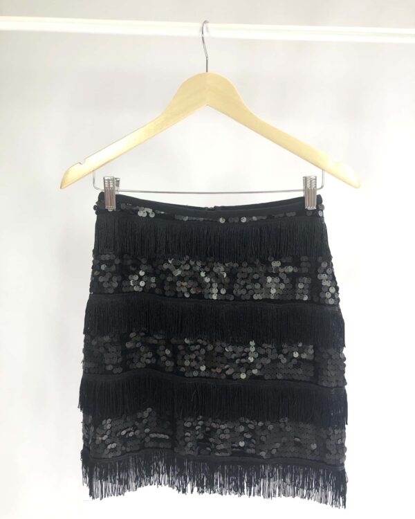 Saia preta lantejoulas e babados DRESS TO - P - VENDIDO SISTEMA OTO