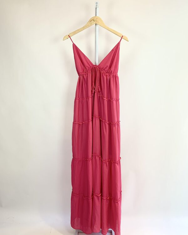 Vestido longo rosa com amarração LOJA TRES - G