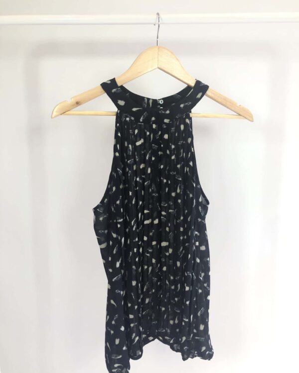 Regata com plissado preta e branca ZARA - M - VENDIDO SISTEMA OTO