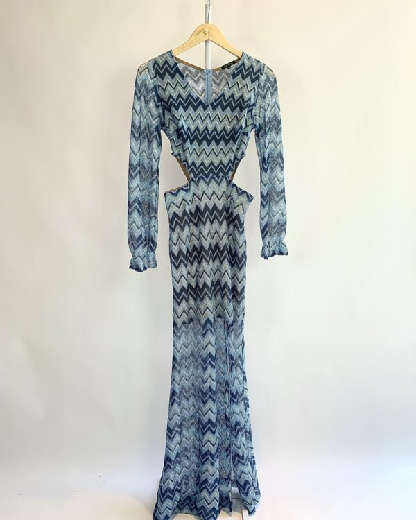 Vestido azul tricot decote cintura AVE RARA- 40