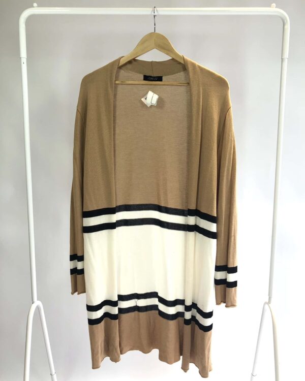 Cardigan marrom com branco VIVIANE FURRIER - P - VENDIDO SISTEMA OTO