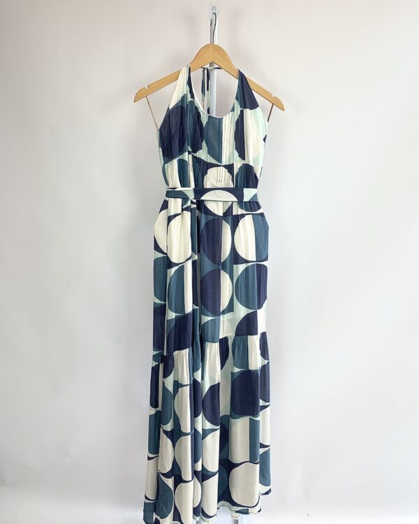 Vestido longo tons de azul alça amarração TOTEM - PP